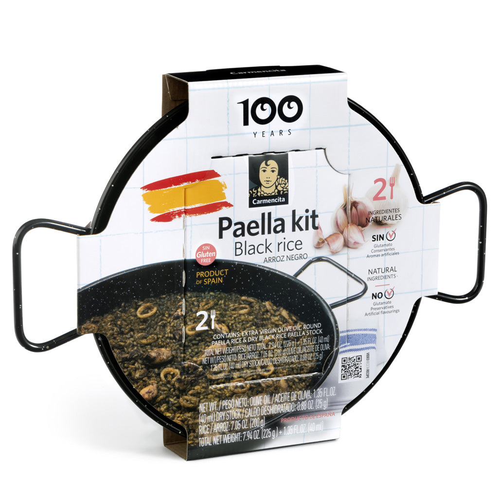 PAELLA KIT BLACK RICE WITH ENAMELED PAN - 2 SERVINGS